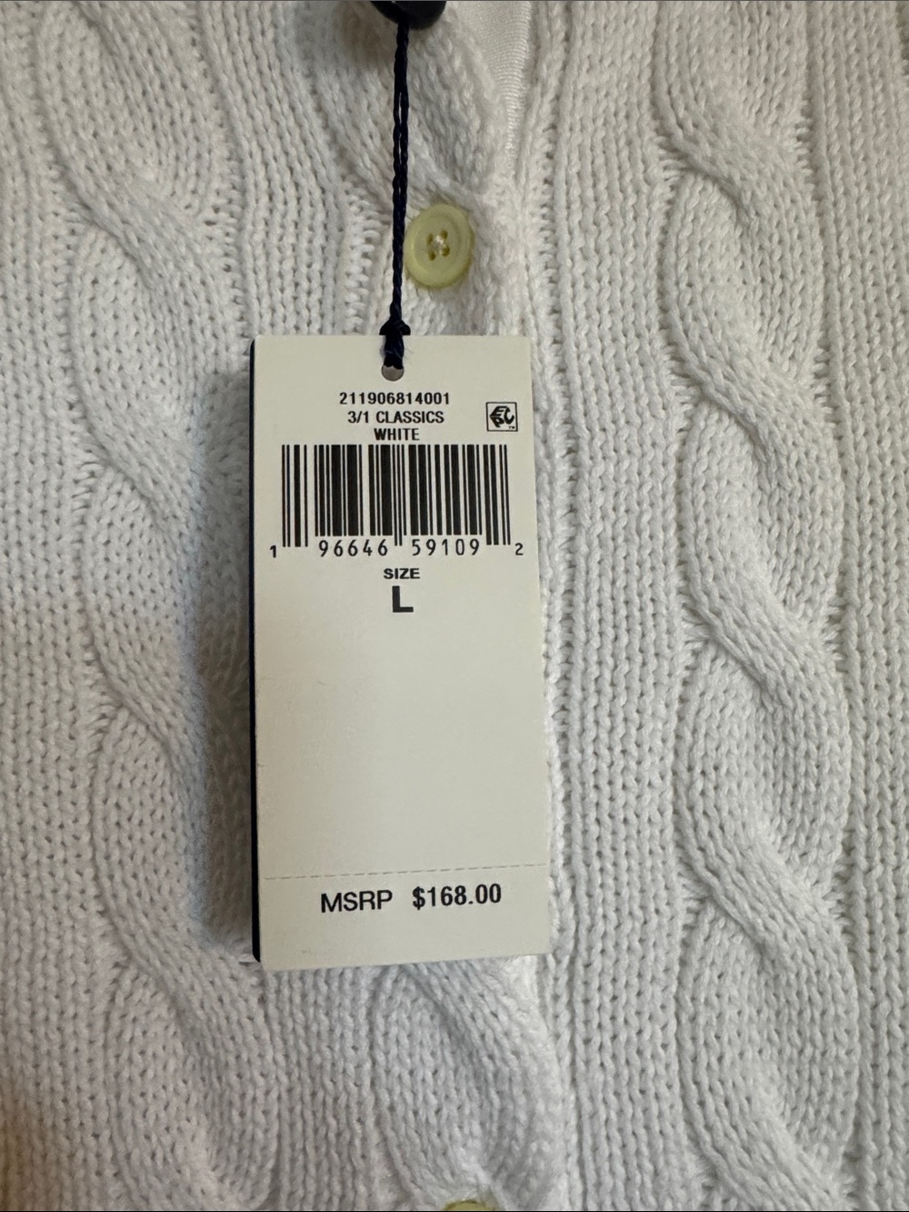 RL Classic Cable Knit Sweater - White